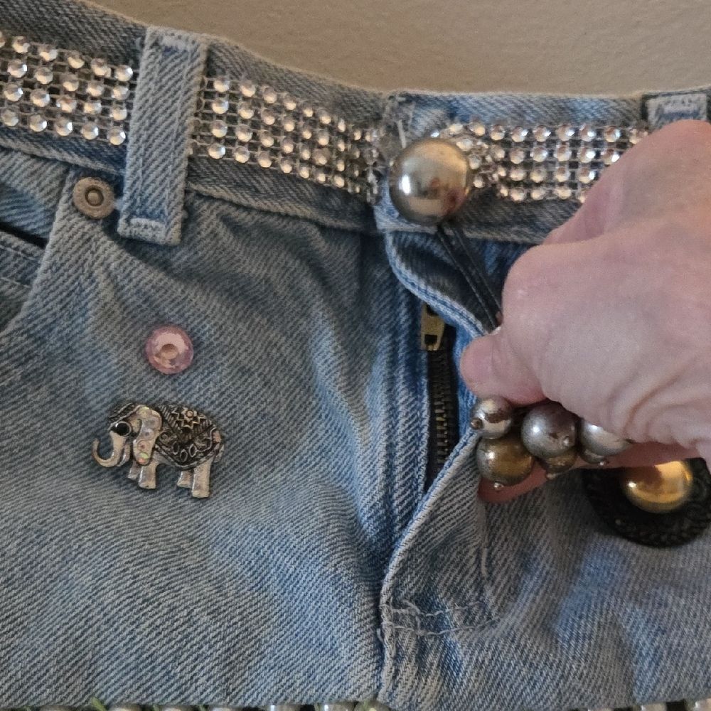 Denim Handbag with Embellishments - Picture 4 of 10